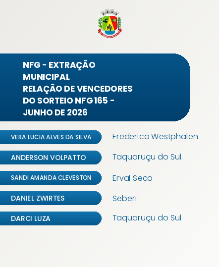 Confira o extrato do sorteio NFG 165 - Junho de 2026