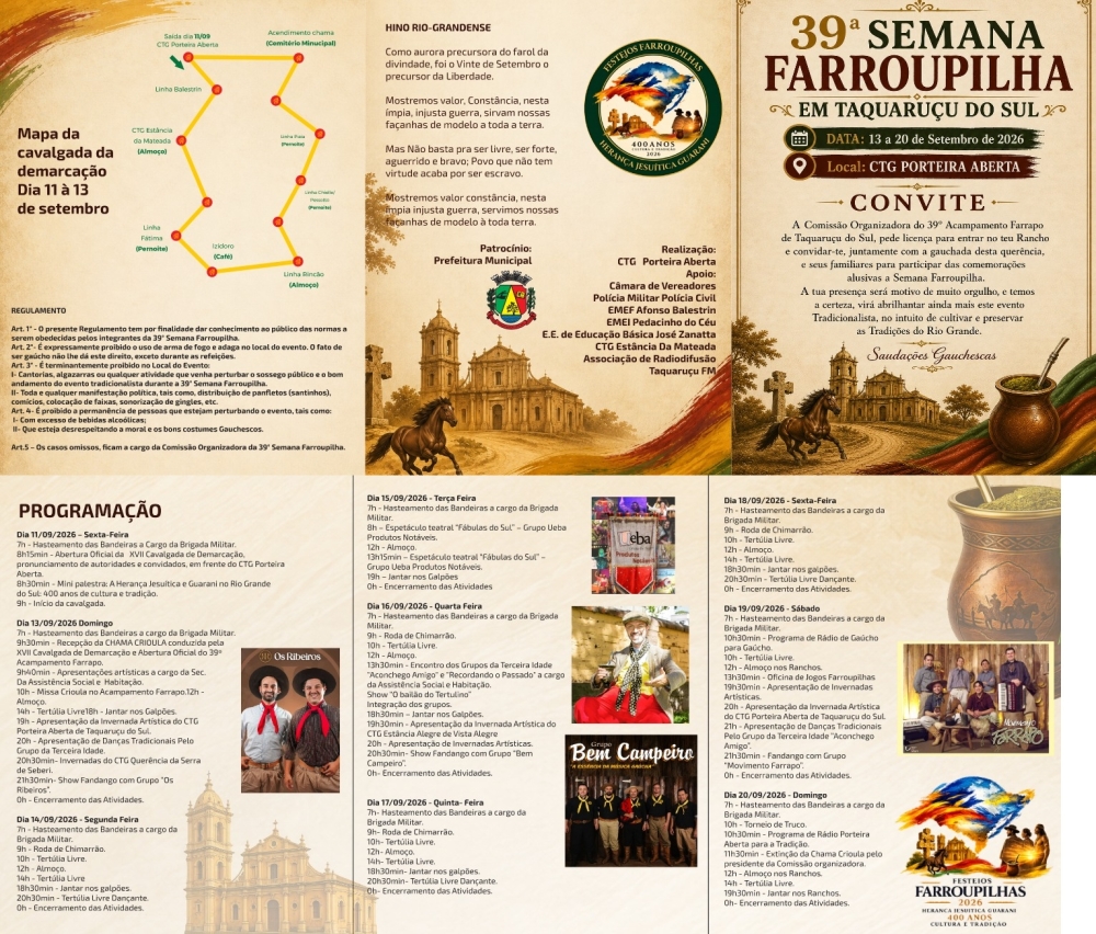 Convite a população para participar da 39ª Semana Farroupilha
