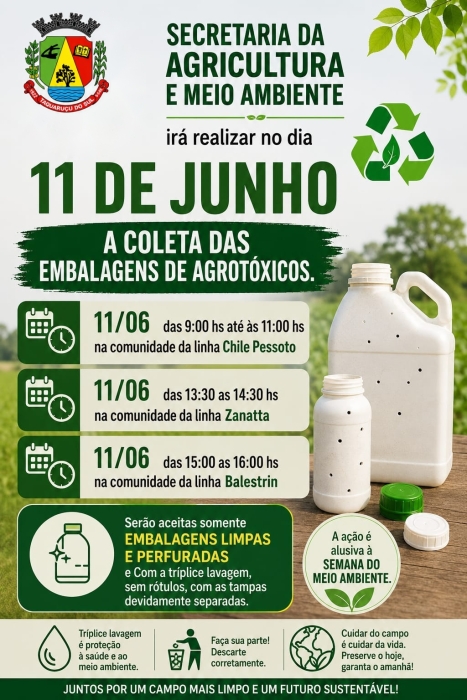 Coleta de Embalagens de Agrotóxicos pela Secretaria de Agricultura e Meio Ambiente