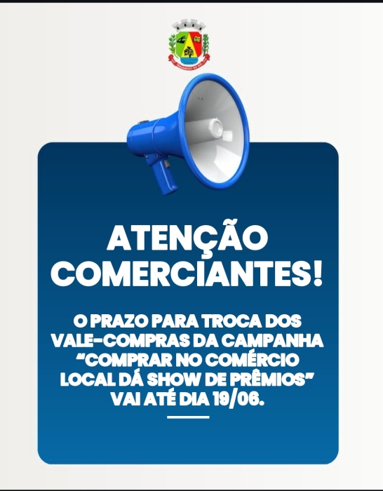Aviso sobre a campanha "Comprar no comércio local da show de prêmios" 
